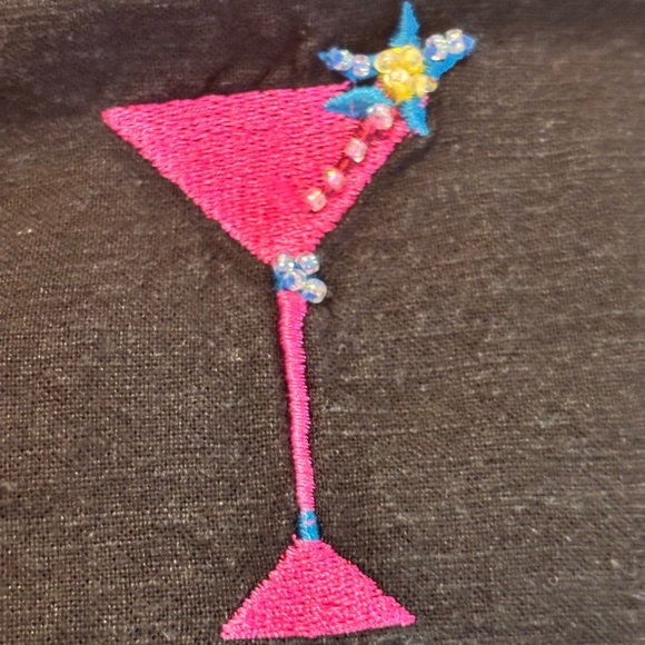 Vintage Stylish Black Button-Down Shirt with Pink and Green Accents - Picture 6 of 7